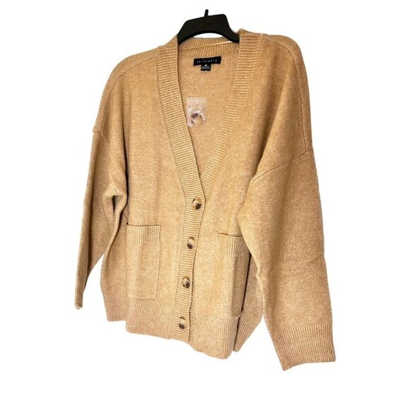 Sanctuary Womens Tan Button Front Pockets Knit Cardigan Sweater Plus Sz 1X New - Picture 6 of 8
